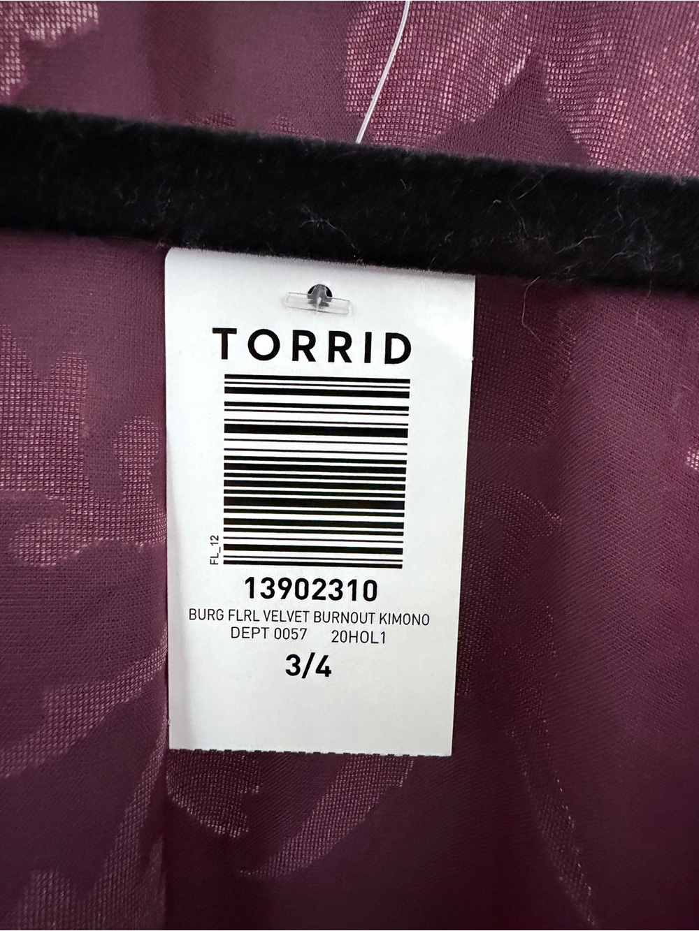 torrid maroon Floral Velvet-Trim Sheer Kimono - Picture 3 of 3